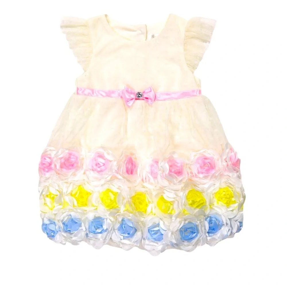 Nannette Baby Ivory Angle-Sleeve Romper 12 months